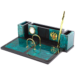 Настольный письменный набор из змеевика с часами и календарницей Successful Leader варинант исполнения - 2 | Loft Concept в Челябинске