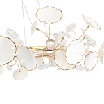 Люстра круглая с белыми лепестками из керамики и прозрачными хрустальными цветками Диаметр 82 см Wintery flovers варинант исполнения - 4 | Loft Concept в Челябинске
