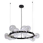 Люстра круглая подвесная с 15-ю прозрачными шарообразными плафонами из стекла Iona chandelier варинант исполнения - 6 | Loft Concept в Челябинске