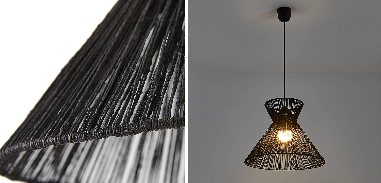 Подвесной светильник Signe Wicker Hemp Black Horn Подвесной светильник Signe Wicker Hemp Black Horn - Loft-Concept в Челябинске