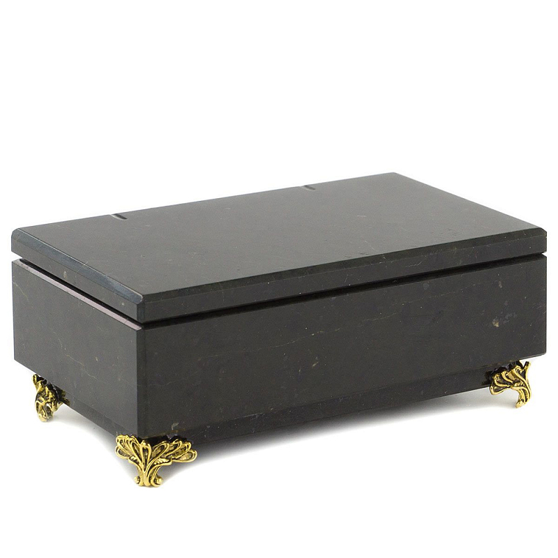 Шкатулка из натурального камня змеевик чёрного цвета Stone Casket Черный Золотой Шкатулка из натурального камня змеевик чёрного цвета Stone Casket Черный Золотой в Челябинске | Loft Concept