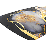 Обеденный стол с прямоугольной черно-золотой столешницей из стекла на 4-х металлических ножках Gold and Black Marble варинант исполнения - 4 | Loft Concept в Челябинске