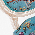 Стул из массива бука бирюзовый с изображением птиц и цветов Turquoise Beige Chinoiserie Birds Garden Chair варинант исполнения - 2 | Loft Concept в Челябинске