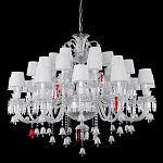 Люстра многоярусная с 30-ю белыми текстильными абажурами и хрустальными подвесками Lustre Reverie варинант исполнения - 1 | Loft Concept в Челябинске