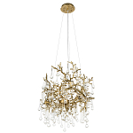 Подвесная люстра в виде ветвей деревьев золотого цвета с прозрачными подвесками-каплями 8 и 14 ламп Droplet Chandelier варинант исполнения - 4 | Loft Concept в Челябинске