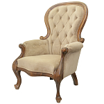 Кресло с мягкой обивкой из светло-коричневого велюра на 4-х деревянных ножках Evelyn Classical Armchair варинант исполнения - 3 | Loft Concept в Челябинске