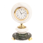 Часы настольные бронзовые из натуральных камней Мрамор и Змеевик Stone Clock варинант исполнения - 7 | Loft Concept в Челябинске