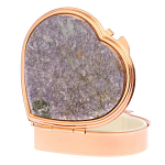 Таблетница карманная в форме сердца с 3-мя отделениями с зеркалом и накладкой из натурального камня Лепидолит Red Gold Stone Pillboxes варинант исполнения - 2 | Loft Concept в Челябинске