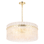 Люстра подвесная круглая с прозрачными рельефными стеклянными вставками и золотым основанием Textured Glass Chandelier варинант исполнения - 3 | Loft Concept в Челябинске