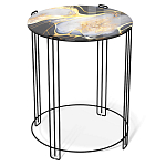 Стол журнальный круглый со столешницей из стекла Gold and Black Marble варинант исполнения - 1 | Loft Concept в Челябинске