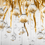 Люстра подвесная с прозрачными стеклянными подвесками в форме капель Диаметр 80 см Droplet Chandelier варинант исполнения - 16 | Loft Concept в Челябинске