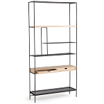 Металлический стеллаж с деревянными полками и ящиками Menzie Metal Wood Rack варинант исполнения - 2 | Loft Concept в Челябинске