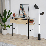 Консоль напольная деревянная с выдвижным ящиком и 2-мя полками со столешницей цвета белый мрамор OTIS CONSOLE OAK варинант исполнения - 2 | Loft Concept в Челябинске