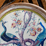 Барный стул из массива бука с изображением птиц и цветов  Beige Green Chinoiserie Garden Chair варинант исполнения - 4 | Loft Concept в Челябинске