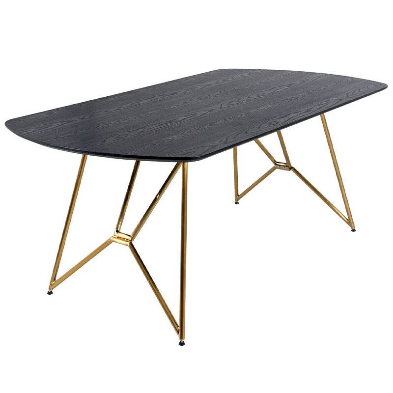 Обеденный стол на металлических ножках Ward Brass Dining Table Черный Латунь Обеденный стол на металлических ножках Ward Brass Dining Table Черный Латунь в Челябинске | Loft Concept