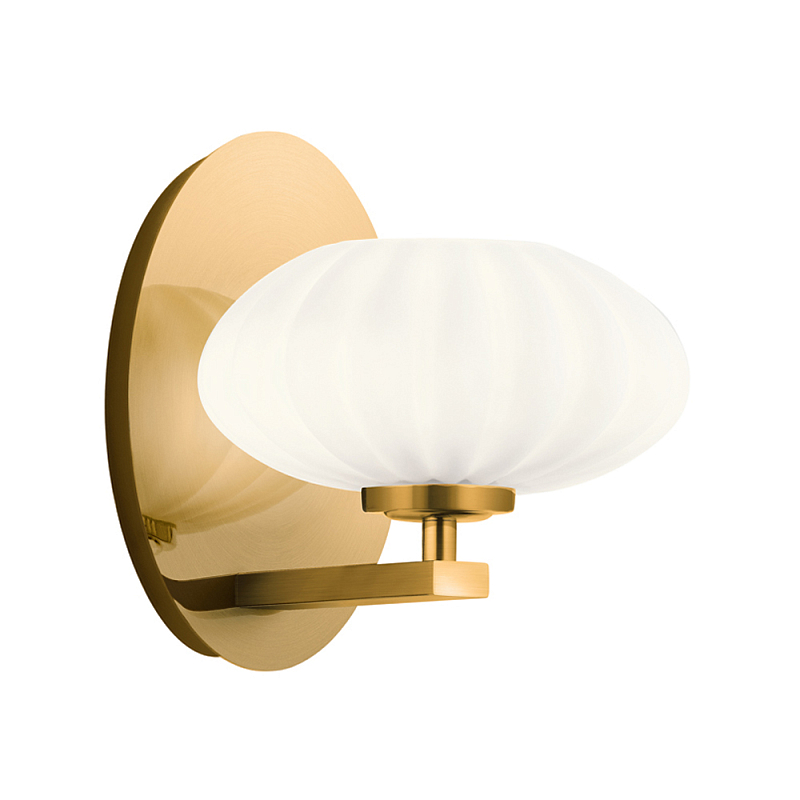  Бра с круглым плафон из матового белого стекла Kichler Золотой Белый Бежевый в Челябинске | Loft Concept 