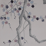 Обои ручная роспись Plum Blossom Special Colourway on Lilac Hint dyed silk варинант исполнения - 3 | Loft Concept в Челябинске