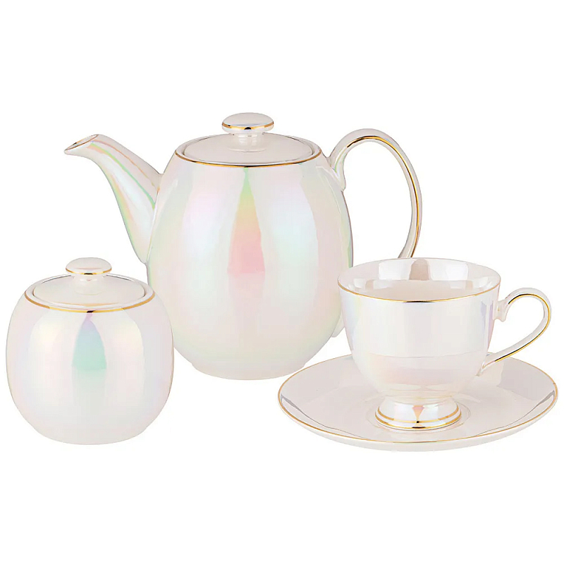 Чайный сервиз из фарфора на 6 персон 14 предметов Porcelain Pearl Жемчужный Чайный сервиз из фарфора на 6 персон 14 предметов Porcelain Pearl Жемчужный в Челябинске | Loft Concept