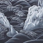 Обои ручная роспись Matsushima Waves Roka on Edo Night painted silk варинант исполнения - 2 | Loft Concept в Челябинске