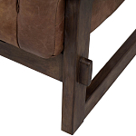Коричневое кожаное кресло на деревянном каркасе Duncan Armchair варинант исполнения - 1 | Loft Concept в Челябинске