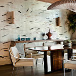 Обои ручная роспись Fishes Blue Pearl on Tarnished Silver gilded silk with pearlescent antiquing варинант исполнения - 4 | Loft Concept в Челябинске