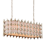 Люстра овальной формы с фактурным серебряным каркасом и тканевым абажуром Silver Honeycomb варинант исполнения - 1 | Loft Concept в Челябинске