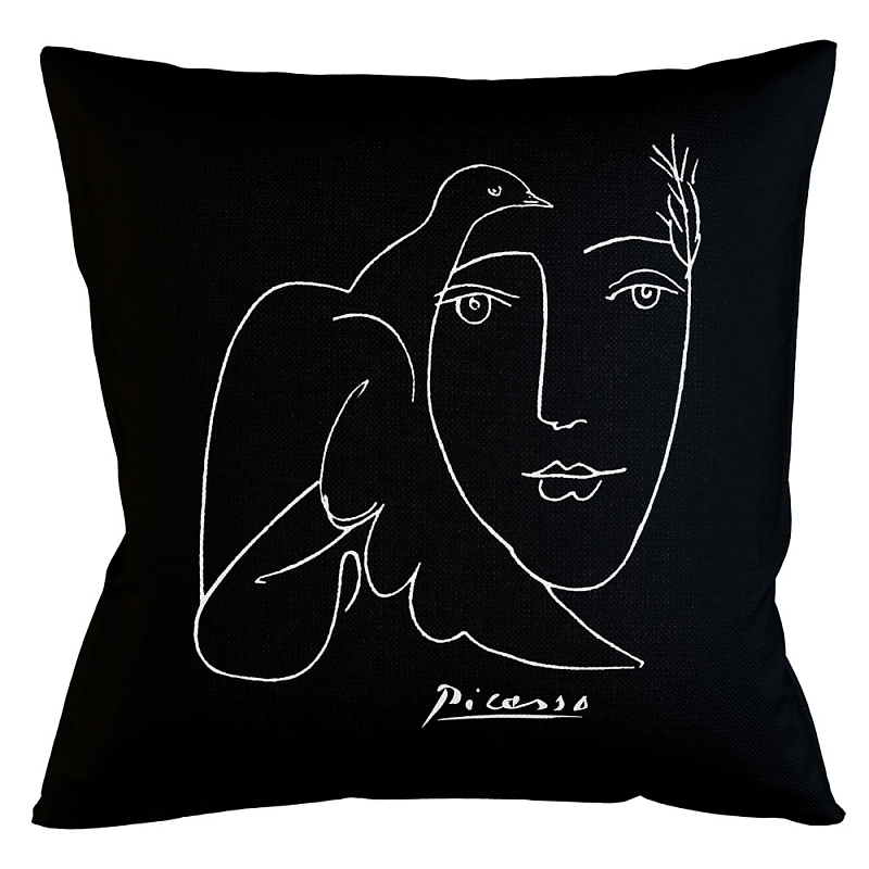 Декоративная подушка White Silhouette Dove Pillow Бежевый Черный Декоративная подушка White Silhouette Dove Pillow Бежевый Черный в Челябинске | Loft Concept