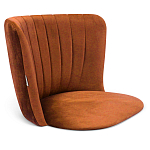 Барный стул со спинкой на 4-х деревянных ножках Оранжевый Велюр Ava Charm варинант исполнения - 3 | Loft Concept в Челябинске