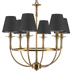 Люстра на металлическом основании бронзового цвета с 6-ю черными конусовидными абажурами Dignity варинант исполнения - 6 | Loft Concept в Челябинске