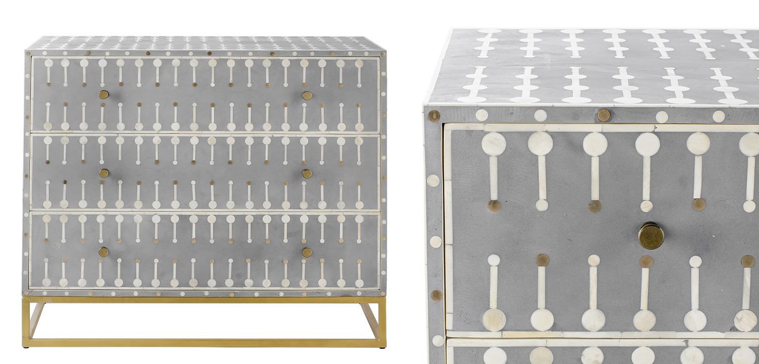 Комод серый кость BONE INLAY 3 DRAWER Комод серый кость BONE INLAY 3 DRAWER - Loft-Concept в Челябинске
