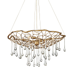 Люстра подвесная золотого цвета с металлическим сетчатым основанием и стеклянными каплевидными подвесками Hinkley варинант исполнения - 1 | Loft Concept в Челябинске