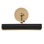 Светильник для картин цвет винтажная латунь с прямоугольным плафоном из кожи черного цвета Alora варинант исполнения - 3 | Loft Concept в Челябинске