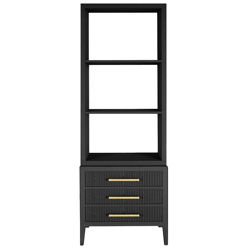 Этажерка Primo с ящиками шпон Черный дуб Черный Золотой в Челябинске | Loft Concept 