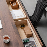 Кофейный стол из массива дерева с выдвижными ящиками Coffee Walnut Table варинант исполнения - 7 | Loft Concept в Челябинске