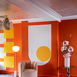 Обои ручная роспись Chez Nina by India Mahdavi Lantana colourway on Arancio dyed silk варинант исполнения - 5 | Loft Concept в Челябинске