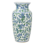Ваза с зелено-голубым цветочным узором на белом фоне 61 см Blue & White Ornament варинант исполнения - 1 | Loft Concept в Челябинске