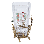 Ваза стеклянная прозрачная с бронзовым основанием в виде ветвей и фарфоровыми птичками Eden Garden варинант исполнения - 2 | Loft Concept в Челябинске