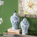 Ваза с крышкой и голубым цветочным рисунком на белом фоне Blue & White Ornament варинант исполнения - 6 | Loft Concept в Челябинске