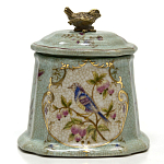 Шкатулка голубого цвета с рисунком и состаренным эффектом Eden Garden варинант исполнения - 1 | Loft Concept в Челябинске