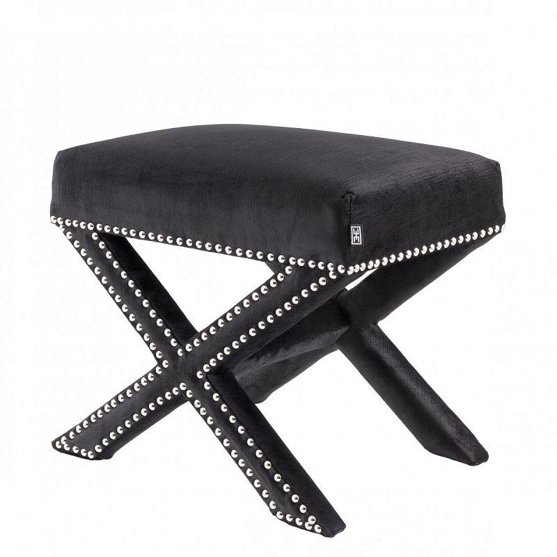 Оттоманка Eichholtz Stool Perugia Black Черный Никель Оттоманка Eichholtz Stool Perugia Black Черный Никель в Челябинске | Loft Concept