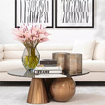 Дизайнерский журнальный стол с круглой столешницей на 3-х геометрических ножках Lehumod варинант исполнения - 4 | Loft Concept в Челябинске