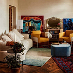 Трехместный диван с обивкой букле молочного цвета Leonois Boucle Sofa варинант исполнения - 5 | Loft Concept в Челябинске