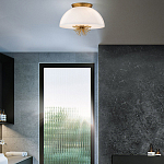 Подвесной светильник золотого цвета с полусферическим опаловым плафоном и декоративным элементом Elstead Lighting варинант исполнения - 9 | Loft Concept в Челябинске