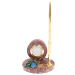 Часы настольные с шариковой металлической ручкой из натурального камня Stone Clock варинант исполнения - 4 | Loft Concept в Челябинске