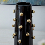 Ваза черная цилиндрическая с глянцевым покрытием и золотыми декоративными элементами Molecule Collection варинант исполнения - 2 | Loft Concept в Челябинске