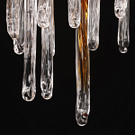 Люстра линейная золотого цвета с декоративными ветвями и длинными стеклянными подвесками в форме сосулек Droplet Chandelier варинант исполнения - 9 | Loft Concept в Челябинске