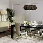 Круглая люстра волнистой формы с декором из круглых деревянных бусин коричневая Brown Wooden Beads Chandelier варинант исполнения - 4 | Loft Concept в Челябинске