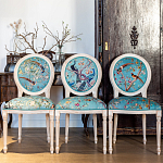 Стул из массива бука с изображением птиц и цветов Turquoise Beige Chinoiserie Garden Chair варинант исполнения - 7 | Loft Concept в Челябинске
