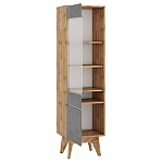 Шкаф-витрина с фасадом цвета серый бетон и стеклянной дверкой Grace of Furniture варинант исполнения - 2 | Loft Concept в Челябинске