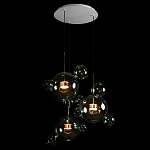Люстра подвесная с прозрачными бирюзовыми стеклянными шарами и круглым основанием 3 лампы Giopato & Coombes варинант исполнения - 4 | Loft Concept в Челябинске